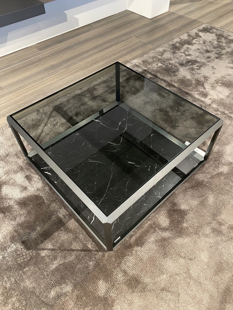 45° salontafel glas en marmer Molteni