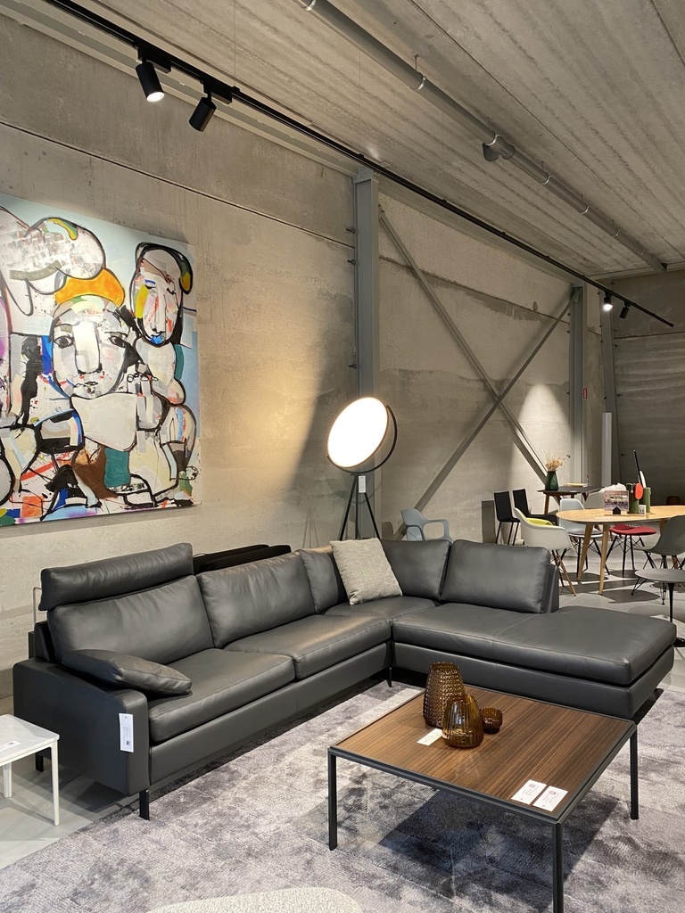 Conseta hoeksalon zwart leder Cor