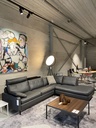 Conseta hoeksalon zwart leder Cor